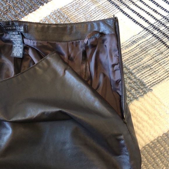 Kenneth Cole Womens Genuine Leather pants Sz 6 Dark Brown Edgy Fall Winter Class - Picture 5 of 9